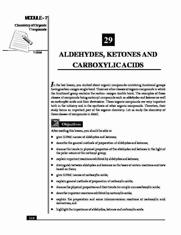 [PDF] Aldehydes, Ketones and Carboxylic Acids - NIOS