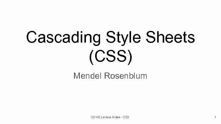 Cascading Style Sheets (CSS)