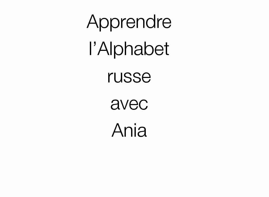 [PDF] Alphabet russe PDF - Apprendre le russe avec Ania