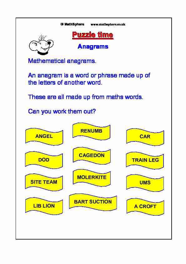 Puzzle time - Anagrams