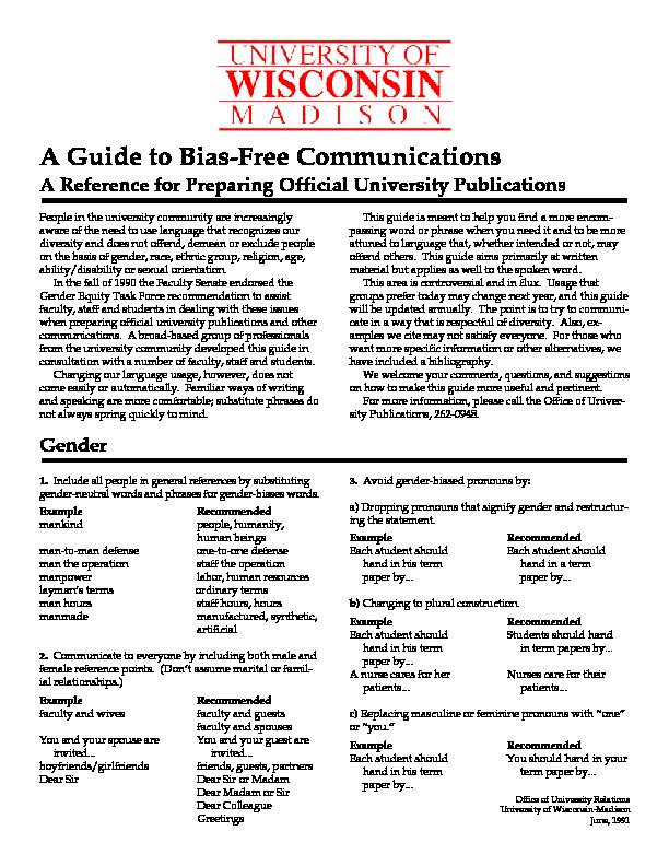 A Guide to Bias-Free Communications
