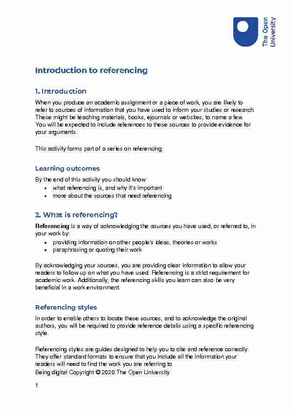 Introduction to referencing