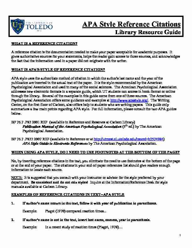 [PDF] APA Style Reference Citations - The University of Toledo