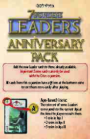 7 Wonders - Leaders : Anniversary Pack Rulebook - 1jour-1jeu.com