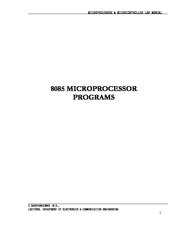 8085 MICROPROCESSOR PROGRAMS