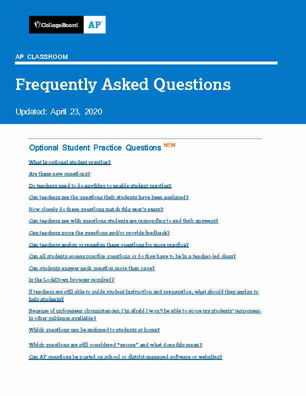 AP Classroom Frequently Asked Questions