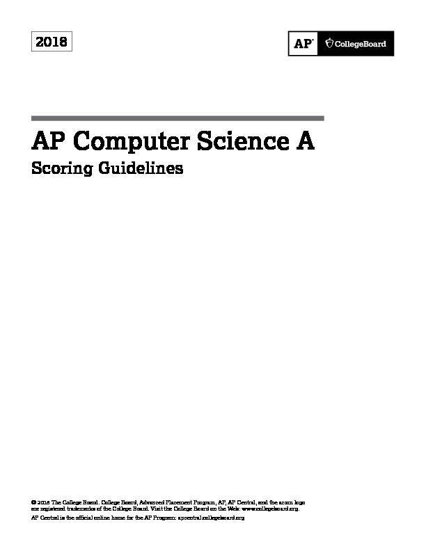 AP Computer Science A Scoring Guidelines from the 2018