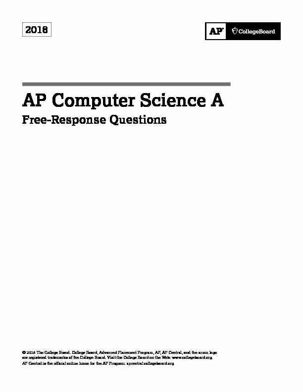 AP Computer Science A 2018 Free-Response Questions