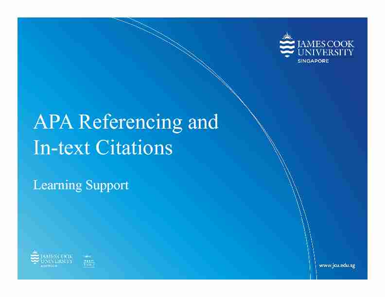 APA Referencing and In-text Citations