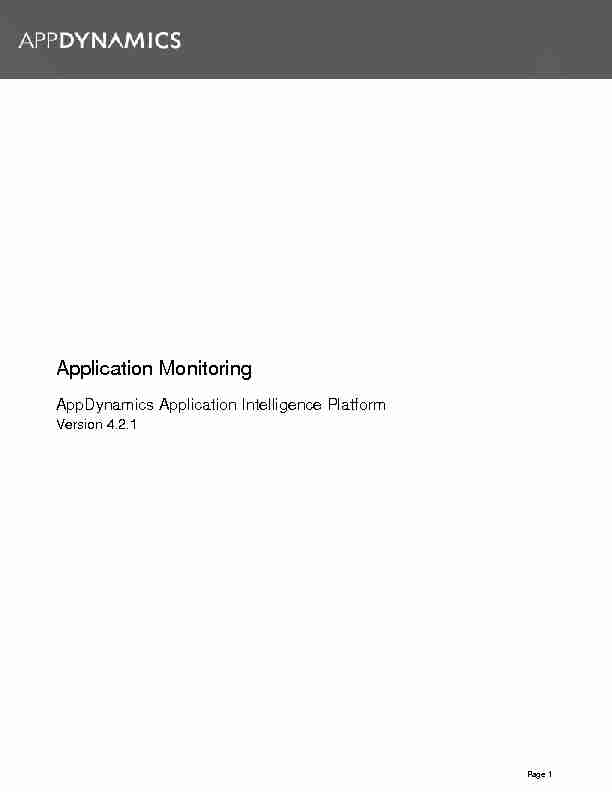 [PDF] Application Monitoring - AppDynamics Documentation