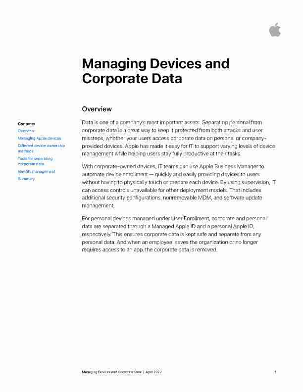 [PDF] Managing Devices and Corporate Data on iOS - Apple