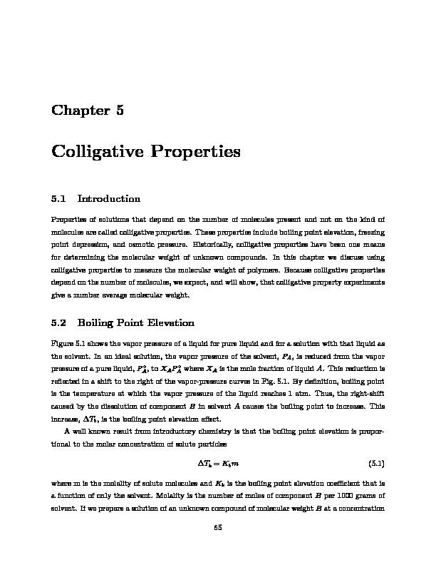 Chapter 5 - Colligative Properties