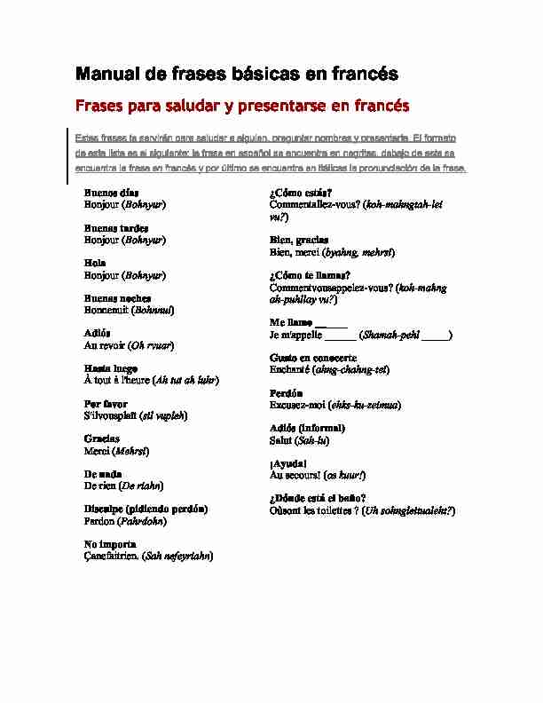 [PDF] Manual de frases básicas en francés - turismo