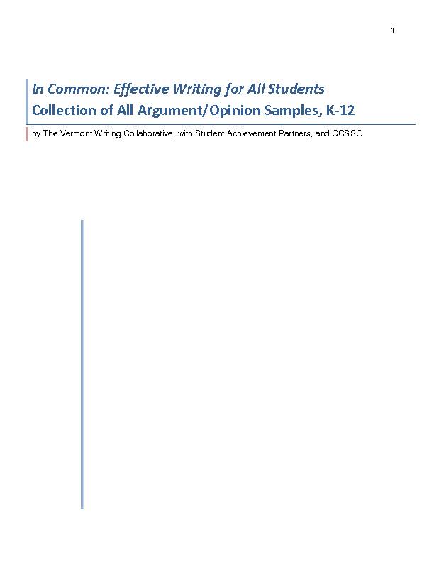 In Common: Effective Writing for All Students Collection of All