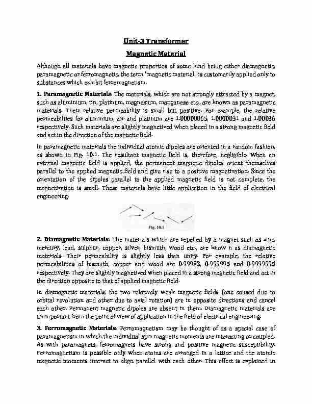 [PDF] Unit-3 Transformer Magnetic Material - JC Bose University