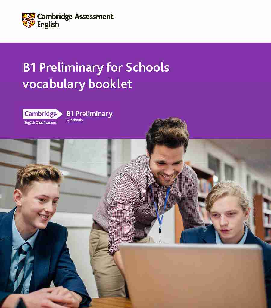 B1 Preliminary for Schools vocabulary booklet