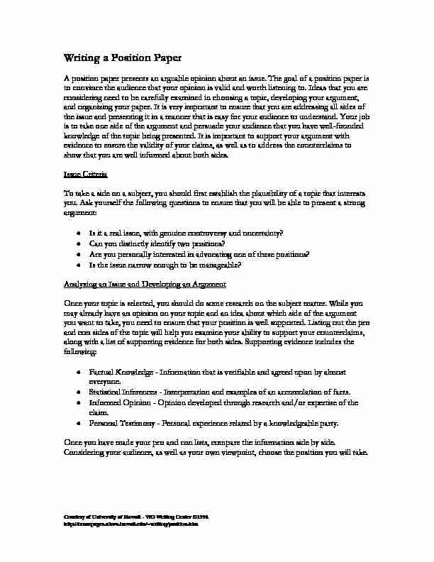 [PDF] Writing a Position Paper - Rutgers CS