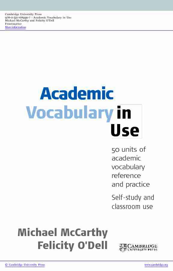 [PDF] Academic Vocabulary in Use - Assets - Cambridge University Press