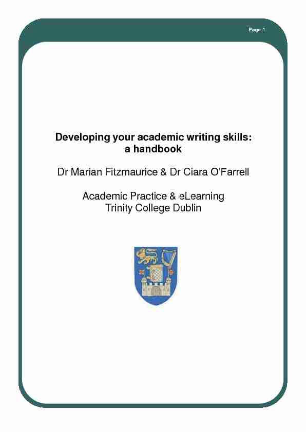 [PDF] Developing your academic writing skills - Trinity College Dublin