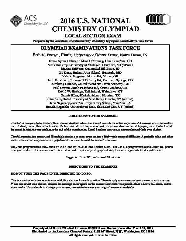 2016 us national chemistry olympiad - local section exam