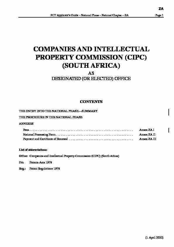 COMPANIES AND INTELLECTUAL PROPERTY COMMISSION