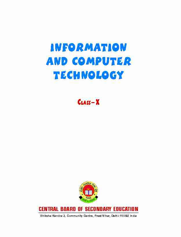 InformatIon and Computer teChnology