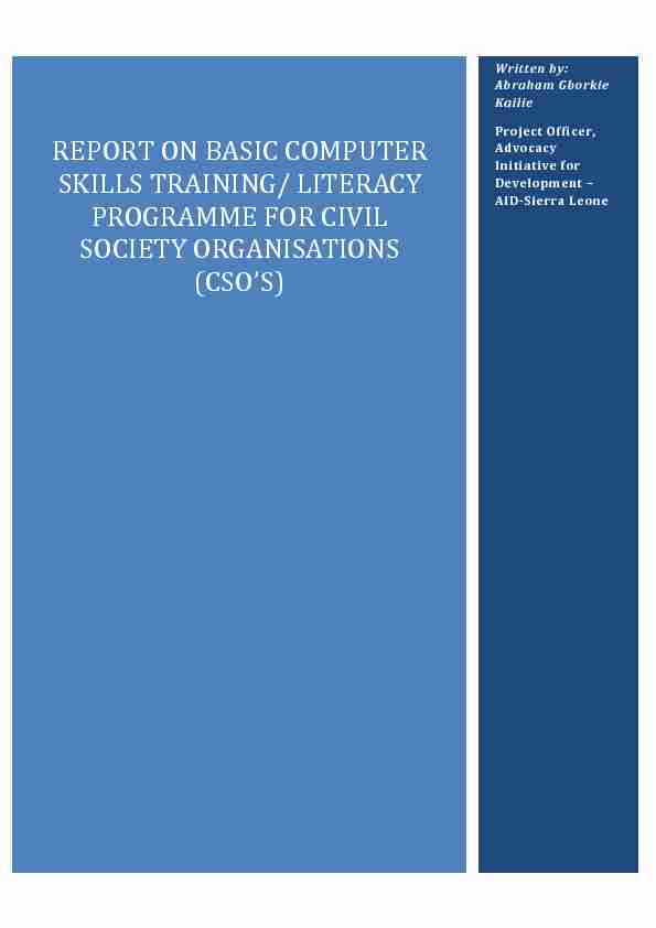 report on basic computer skills training/ literacy programme for civil