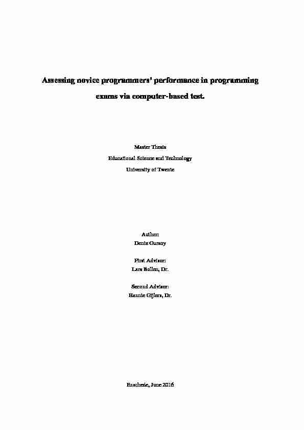 Assessing novice programmers performance in programming