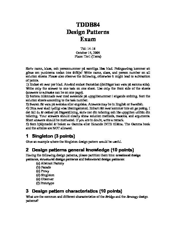 Design Patterns Exam Questions