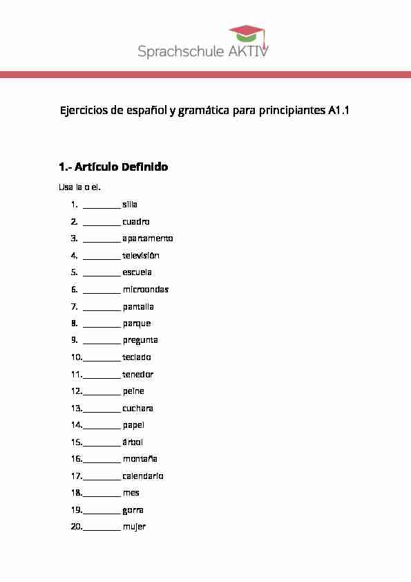 [PDF] Ejercicios de español y gramática para principiantes A11 1