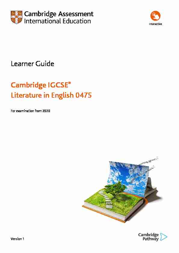 [PDF] Learner Guide Cambridge IGCSE® Literature in English 0475