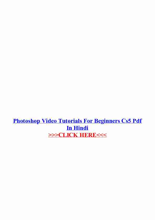 [PDF] Photoshop Video Tutorials For Beginners Cs5 Pdf In Hindi