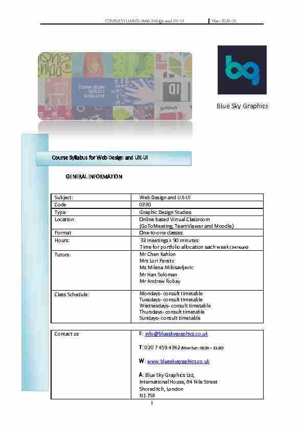 [PDF] Course Syllabus for Web Design and UX-UI - Blue Sky Graphics