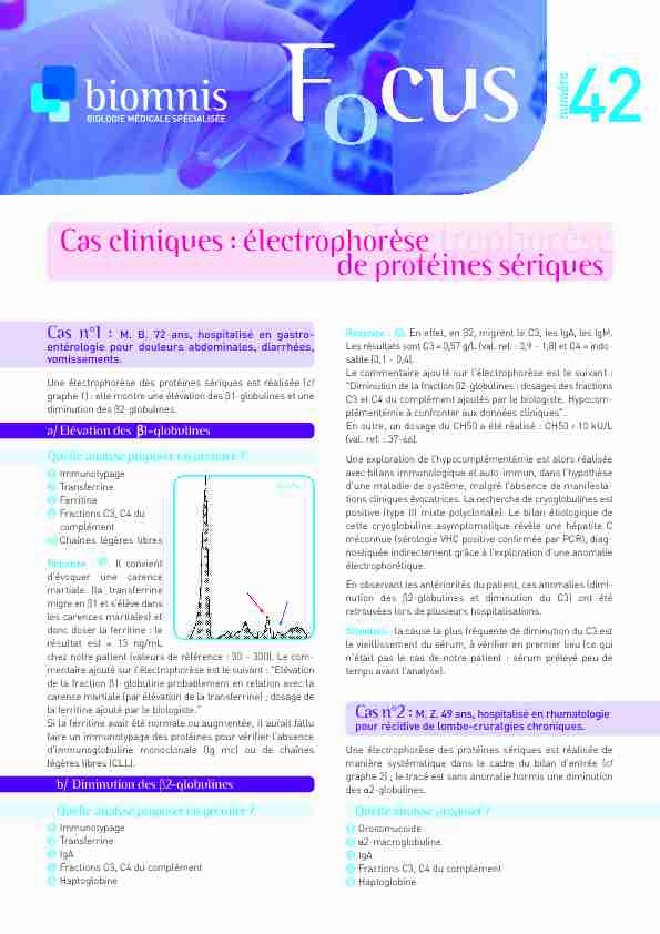 [PDF] Cas cliniques : électrophorèse de protéines sériques