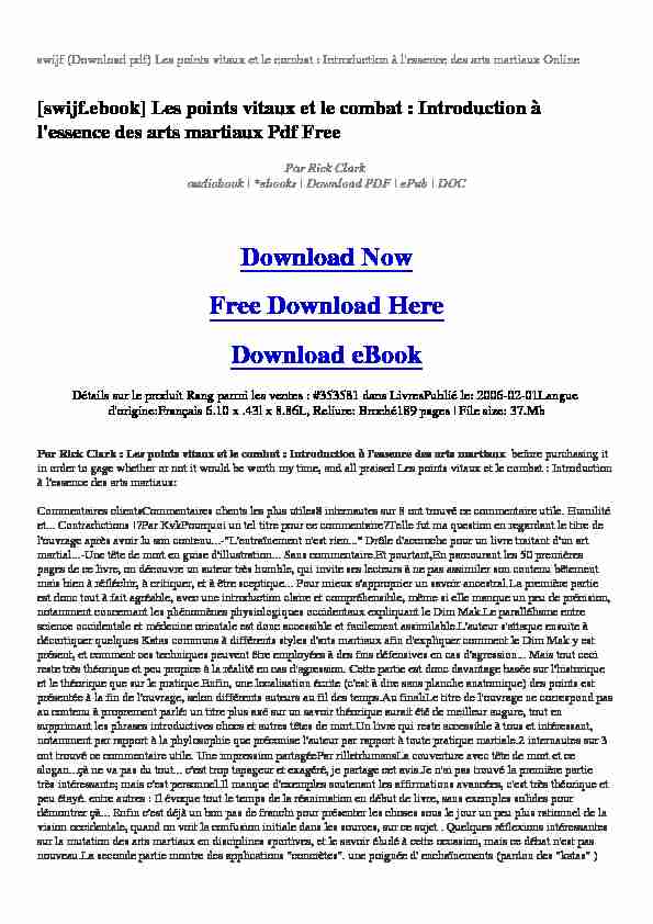 [PDF] swijf (Download pdf) Les points vitaux et le combat : Introduction à l