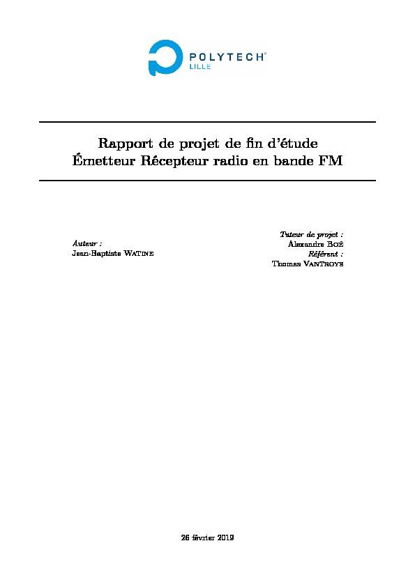 [PDF] Rapport de projet de fin détude - Emetteur récepteur radio en bande