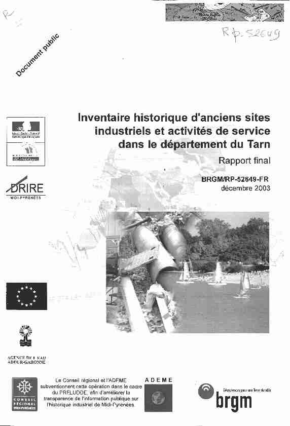 [PDF] Inventaire historique danciens sites industriels et  - InfoTerre - BRGM