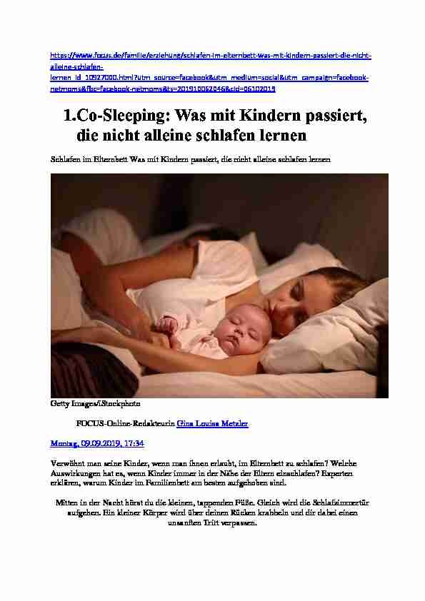 1.Co-Sleeping: Was mit Kindern passiert die nicht alleine schlafen