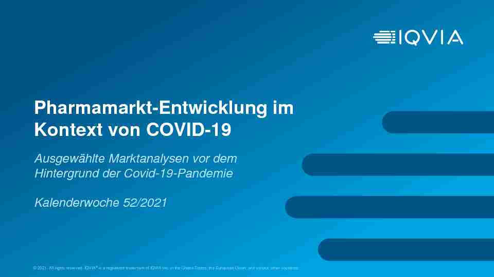 Pharmamarkt-Entwicklung im Kontext von COVID-19 - IQVIA