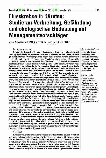 Flusskrebse in Kärnten: Studie zur Verbreitung Gefährdung und