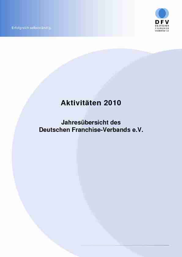 Aktivitäten 2010 - Jahresübersicht des Deutschen Franchise