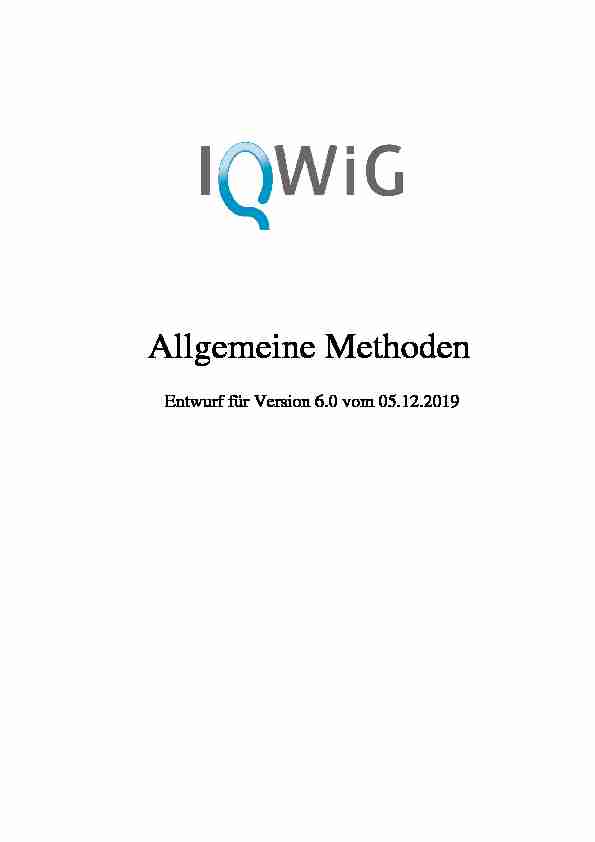 Allgemeine Methoden - Entwurf für Version 6.0 vom 05.12.2019