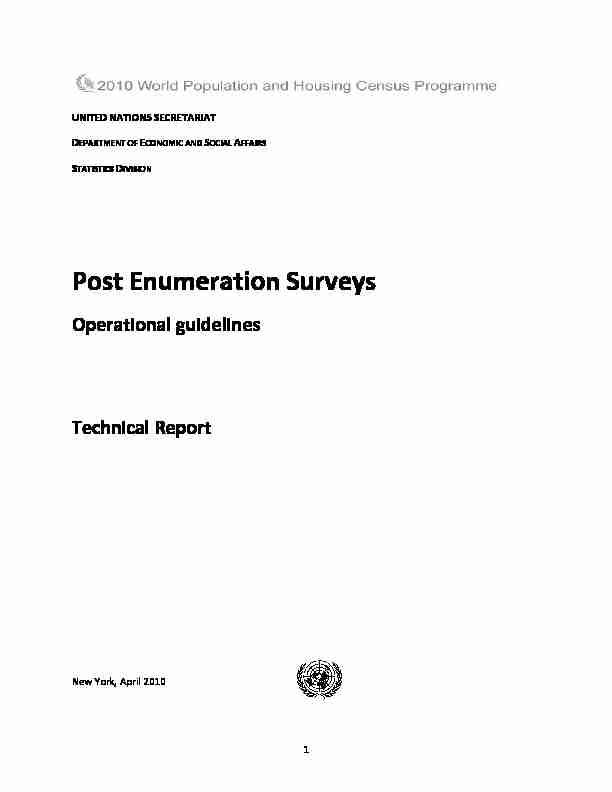 Post Enumeration Surveys: Operational guidelines