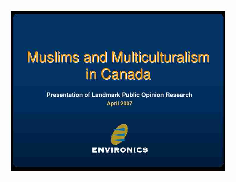 Muslims and Multiculturalism in Canada