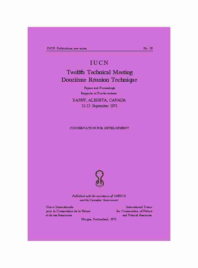 IUCN Twelfth Technical Meeting Douzième Réunion Technique