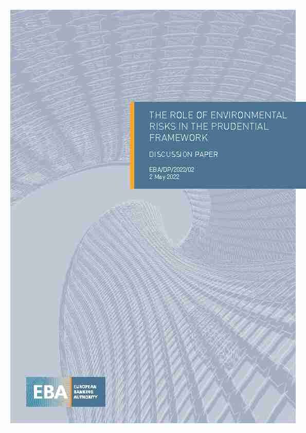 Discussion paper on the role of environmental risk in the prudential