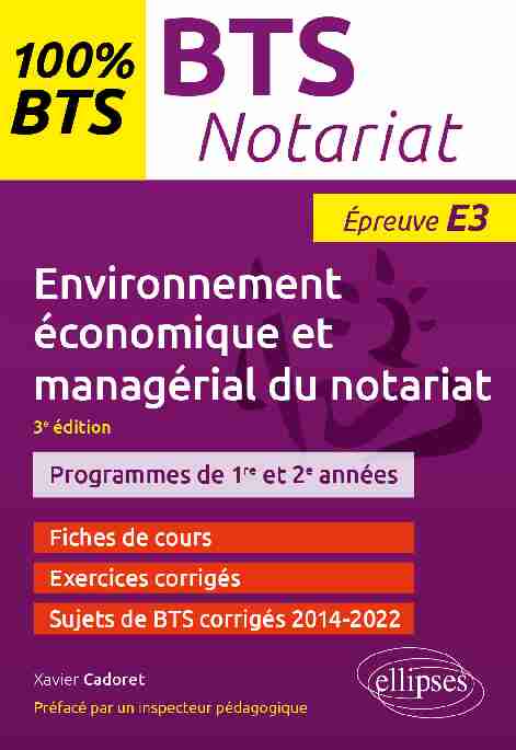 BTS Notariat - Environnement économique et managérial du
