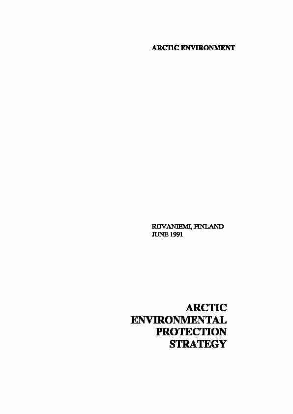 ARCTIC ENVIRONMENTAL PROTECTION STRATEGY