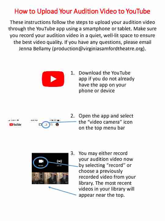 How to Upload Your Audition Video to YouTube