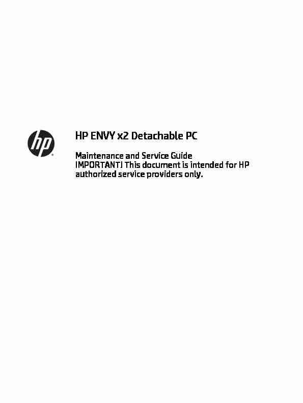 HP ENVY x2 Detachable PC Maintenance and Service Guide
